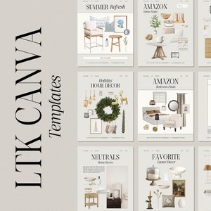 20 Interior Design LTK Canva Templates | Home Decor Instagram Kit for Influencers | Editable Product Catalog & Social Media Canva Templates