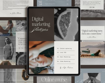 60 Page Digital Marketing Lead Magnet Canva Template | Editable Ebook, Workbook & Online Course Guide for Coaches and Creators