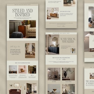 5 Editable Flodesk Email Templates | Interior Design Welcome & Moodboard Emails | Customizable Client Email Kit with Canva Graphics