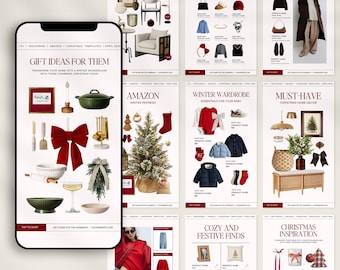 40 Christmas LTK Instagram Story shopping Guide Canva Template, Editable Christmas LTK Ig story Canva Template, LTK Instagram Holiday Guide