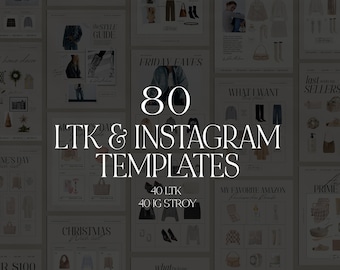 80 Editable Canva LTK Instagram Template, LTK Template, Gift Guide Template, LTK Fashion Template, Social Media Template, Ltk Canva Template