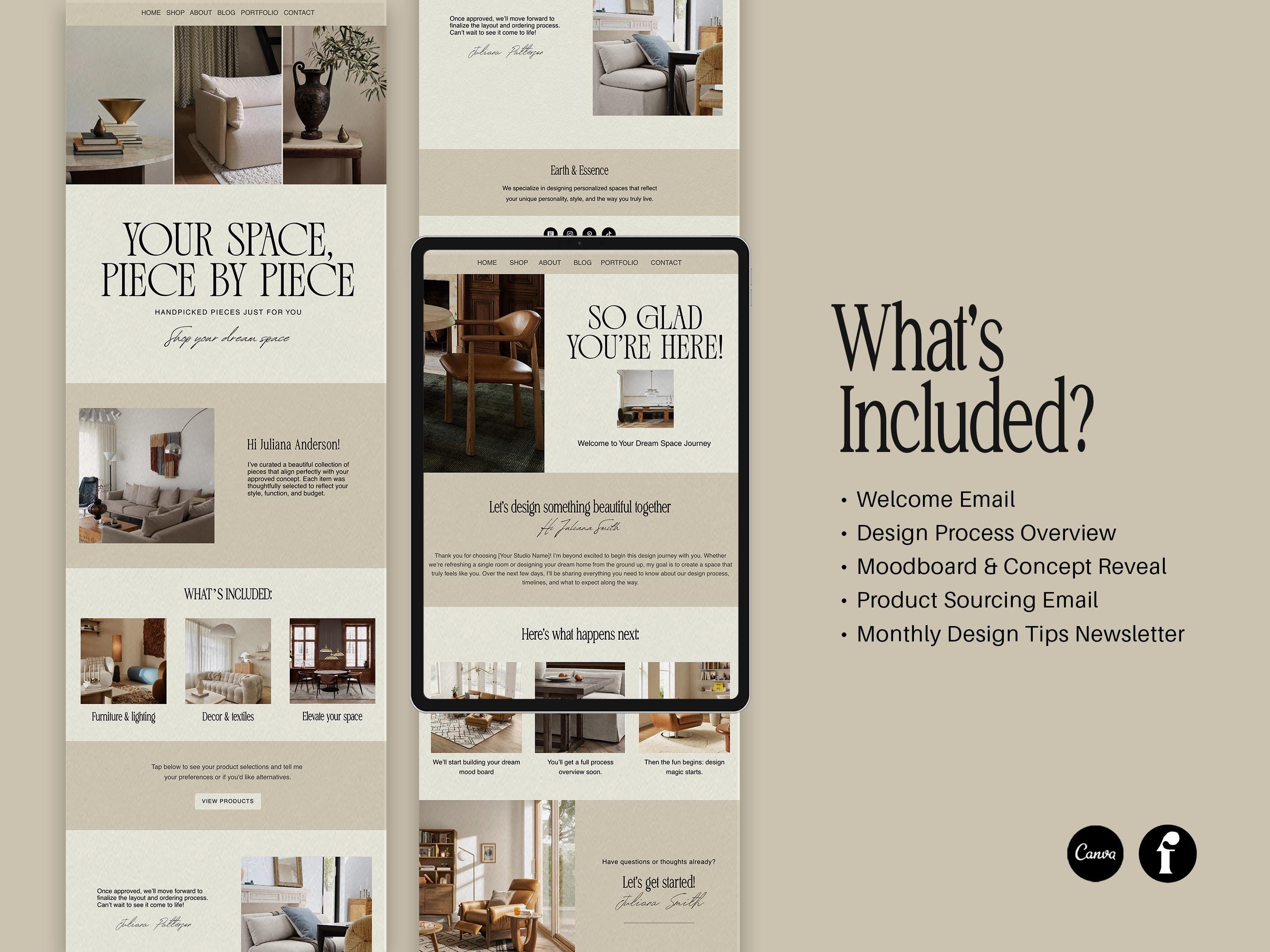 5 Editable Flodesk Email Templates | Interior Design Welcome ...