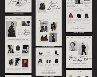 5 Black Friday Email Newsletter Canva Templates | Editable Fashion Sale & Holiday Promo Emails for Ecommerce Brands and Online Shops