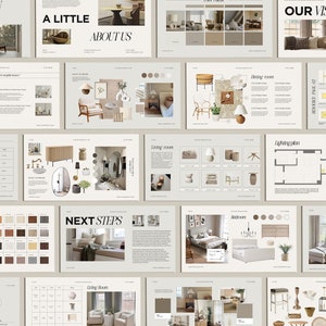 33 Page Interior Design Presentation Canva Template | Client Mood Board ...