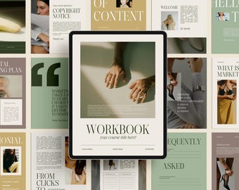 60 Page Coaching Workbook Canva Template | Editable Course Workbook, Client Exercises, Worksheets & Lead Magnet for Coaches