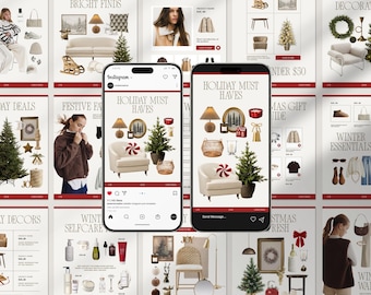 40 Christmas LTK & Instagram Canva Templates | Instagram Post and Story Bundle | Holiday Gift Guide and Social Media Kit for Influencers