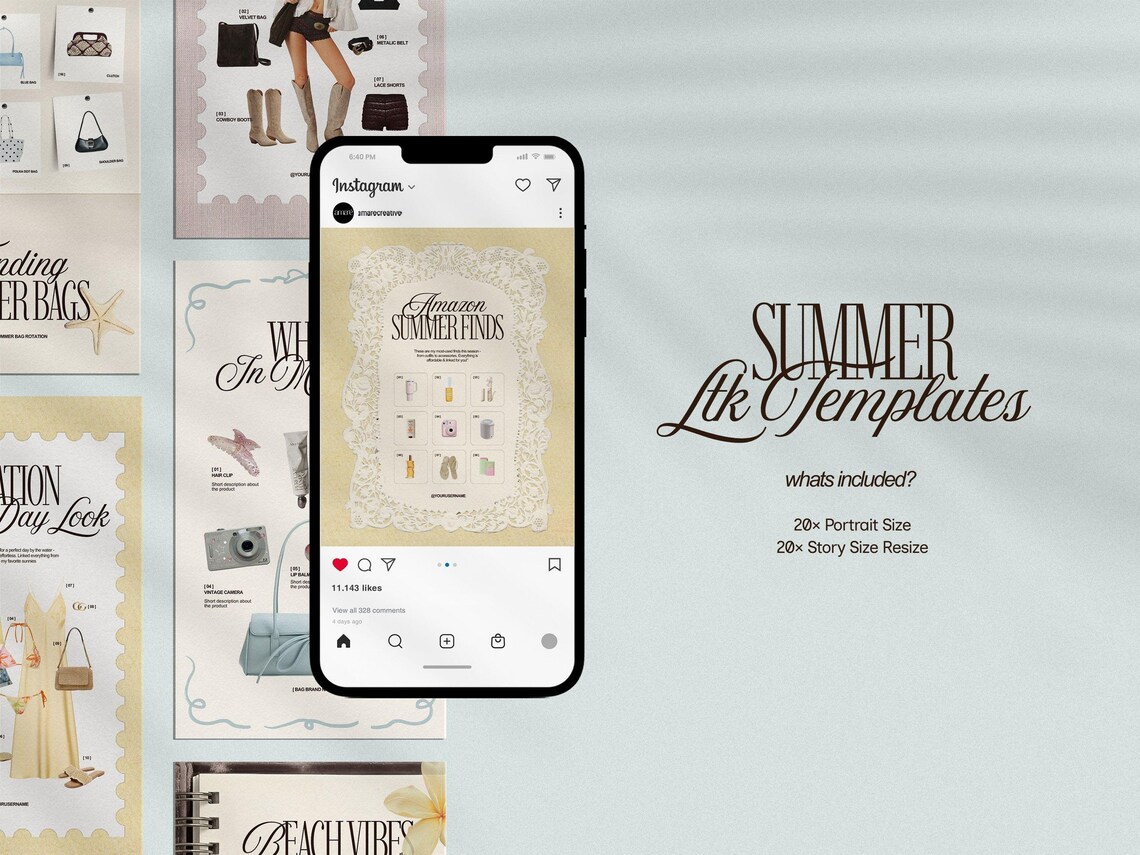 40 Editable LTK Summer Canva Templates | 20 Instagram Posts + 20 ...
