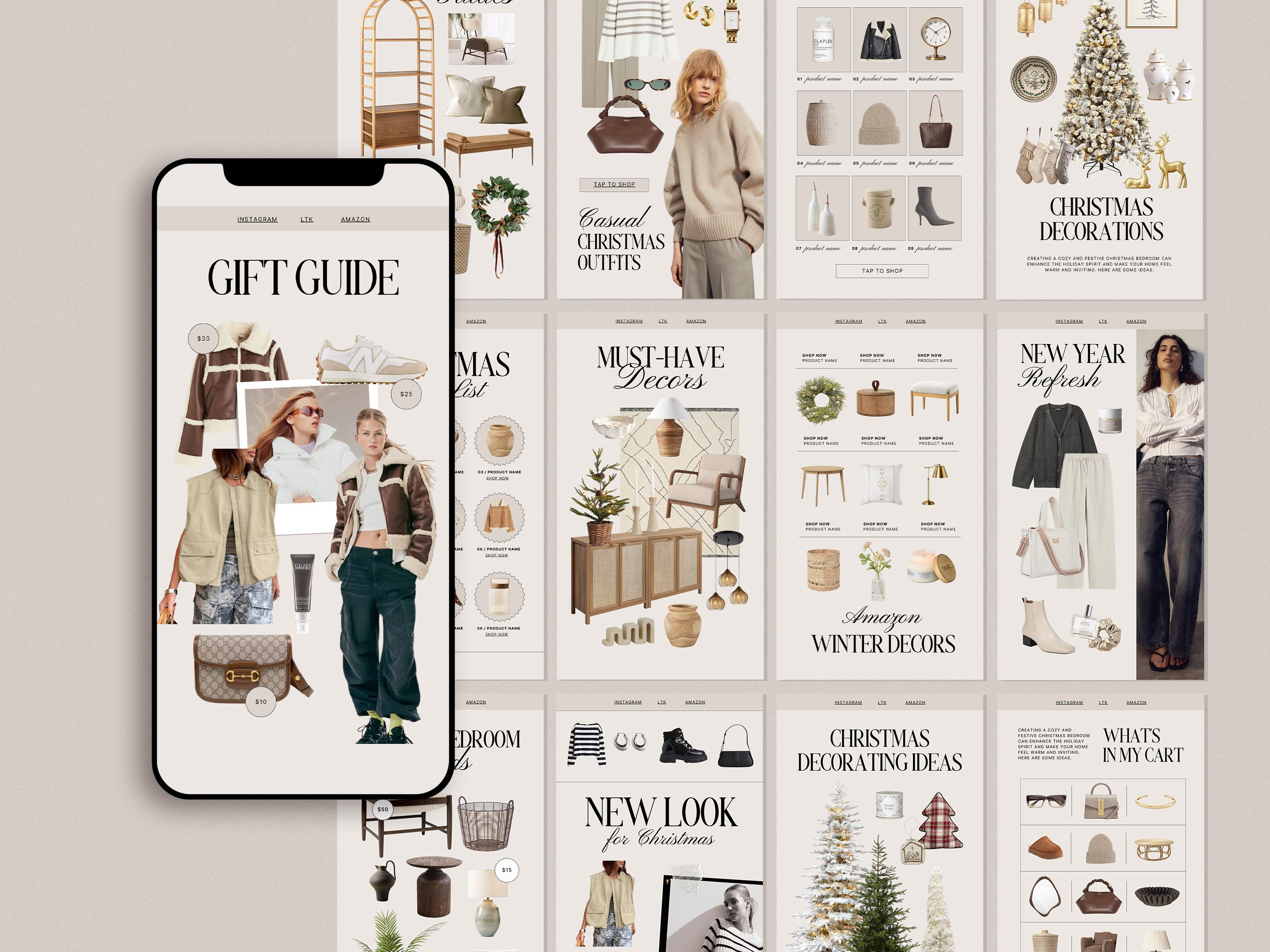 40 Christmas LTK Instagram Story Canva Template, Editable Canva ...