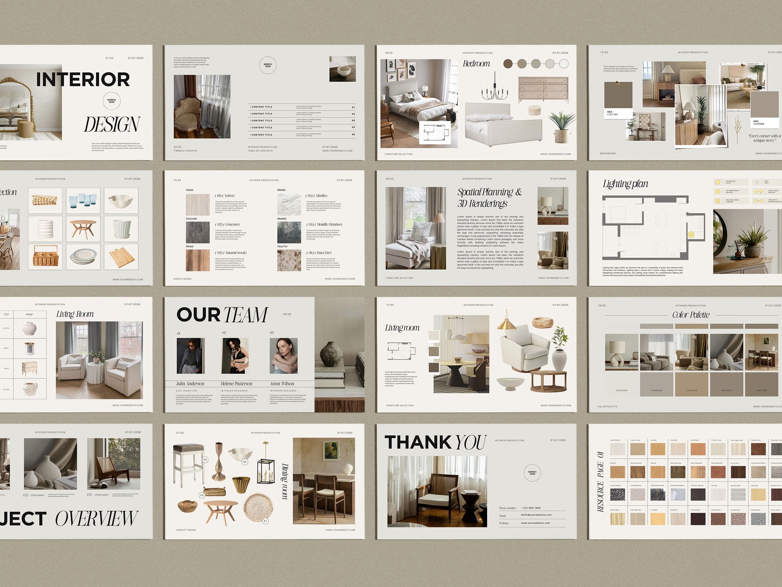 33 Page Interior Design Presentation Canva Template | Client Mood Board ...