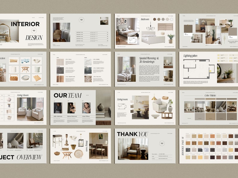 33 Page Interior Design Presentation Canva Template | Client Mood Board ...