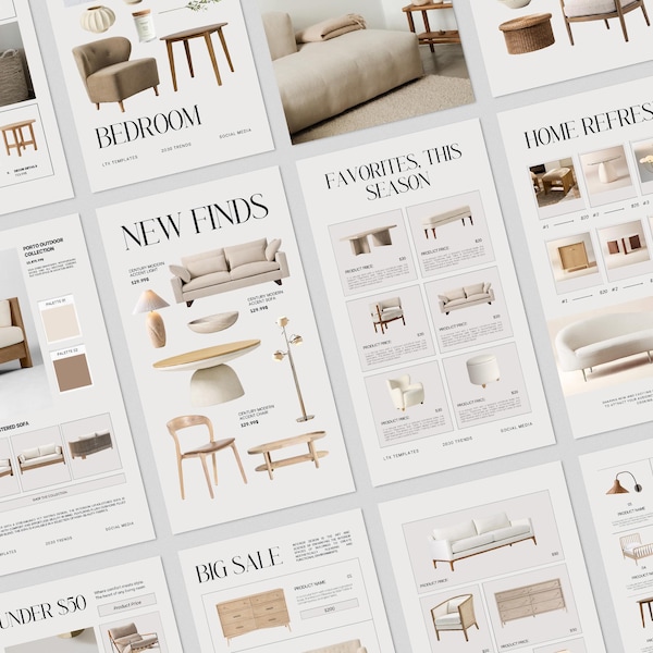 20 Editable LTK Instagram Story Canva Templates | Interior Gift Guide & Product Collage | Customizable Home Decor Content Kit