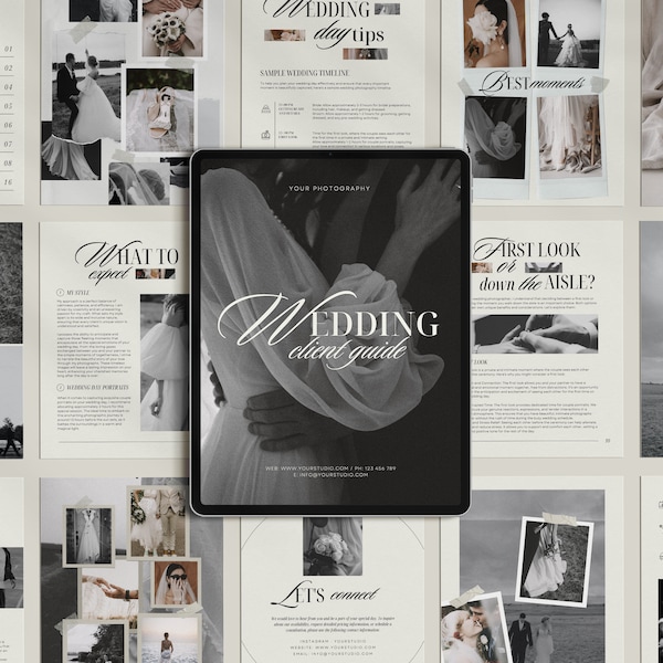 Wedding Photography Guide Template with content, Wedding Guide, Canva Template, Wedding Welcome Guide,Photography Pricing Guide,Client Guide