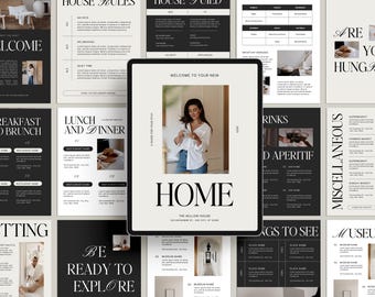 22 Page Airbnb Welcome Book Canva Template | Printable Host Guide for Vacation Rental, VRBO and Short Term Rental Hosts