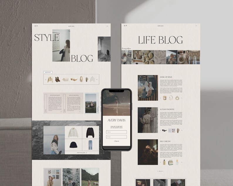 Blog Home Screen Showit Website Template for Lifestyle Bloggers | Editable Influencer ...