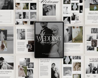 Wedding Photography Welcome Guide Canva Template, Wedding Guide Template with content, Canva Wedding Photography Pricing Guide for Client