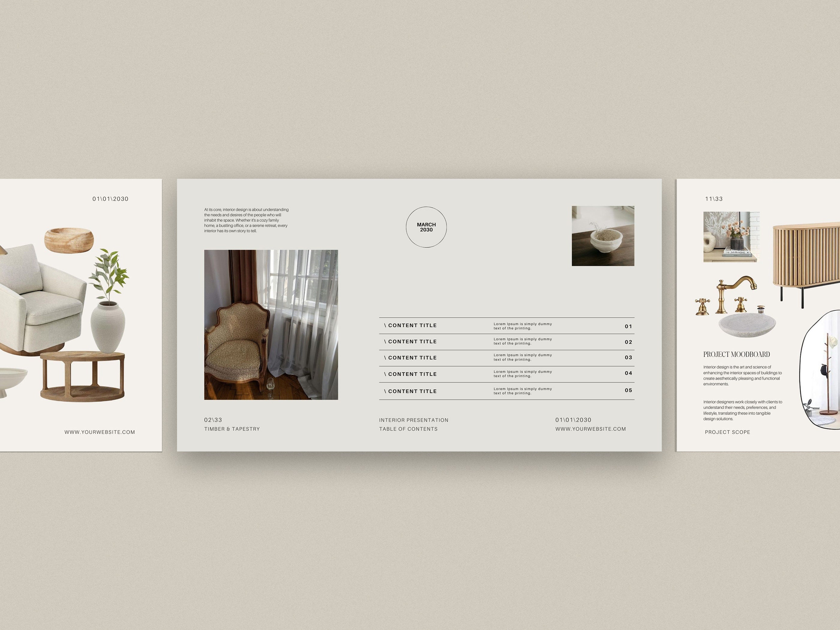 33 Page Interior Design Presentation Canva Template | Client Mood Board ...