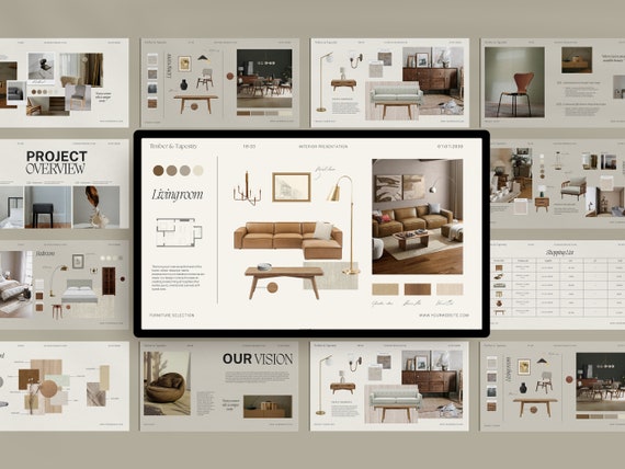 Designer browsing Canva template gallery showing multiple presentation layout options