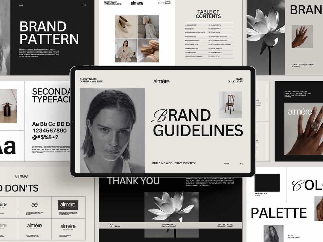 30 Page Prewritten Brand Guidelines Canva Template | Editable Brand ...
