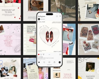 20 Scrapbook Instagram Post Canva Templates | Polaroid Collage IG Post Kit for Fashion, Lifestyle Brands & Creators