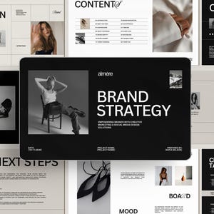 30-sidig Canva-mall för varumärkesstrategi | Förskriven kundpresentation för byråer och frilansare | Köparresa, Moodboard