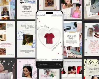20 Scrapbook Instagram Story Canva Templates | Polaroid Collage IG Story Kit for Fashion, Lifestyle, Brands & Small Businesses