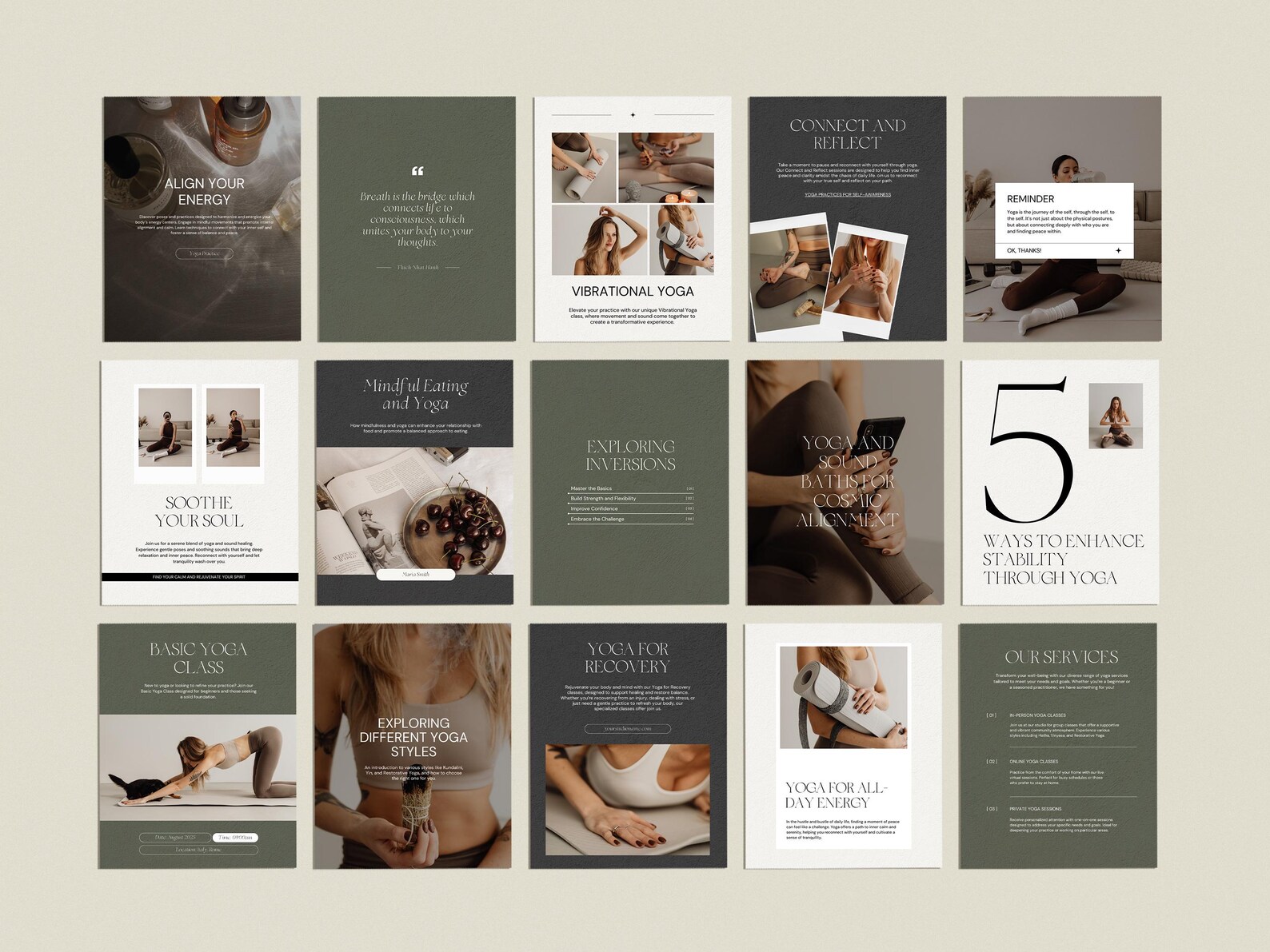 Yoga Instagram Portrait Post Canva Template, Social Media Bundle for ...