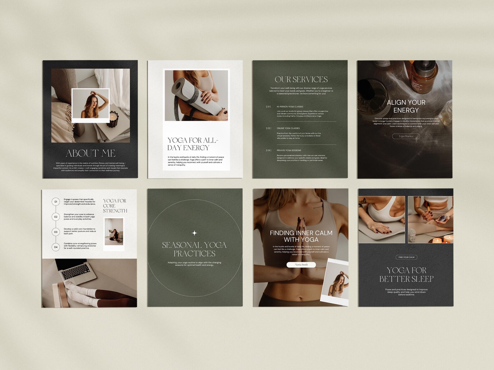 Yoga Instagram Portrait Post Canva Template, Social Media Bundle for ...