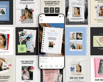 30 Instagram Promo Canva Templates | Portrait Post Bundle for Sales, Giveaways, Launches, Services & Summer Marketing Content