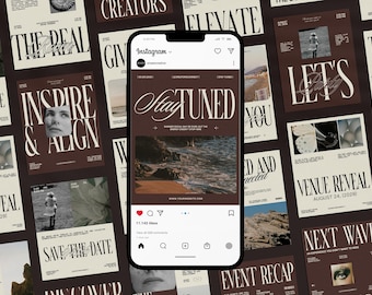40 Event Promo Canva Templates | Instagram Post & Story Bundle | Save the Date, Workshop, Launch, Pop Up Event Flyer for Creators