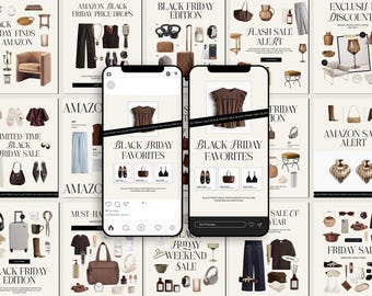 30 Black Friday LTK Instagram Canva Templates | Instagram Post and Story Bundle for Amazon Finds & Holiday Gift Guides | Social Media Kit