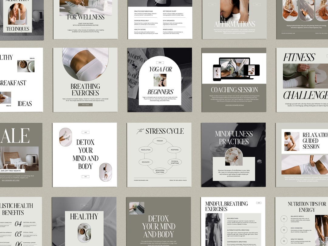 60 Wellness Coach Instagram Canva Template, Coaching Social Media ...