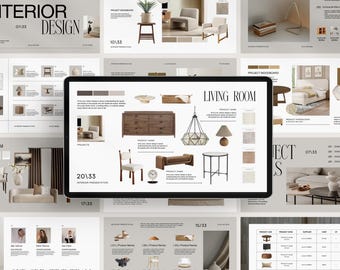 Interior Design Presentation Canva Template, Interior Designer Client Guide Mood Board, Interior Design Client Guide Canva Template