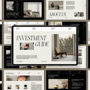 Interior Design Marketingführer Canva Vorlage mit Fotos, Interior Design Services Paket für Kunden, Service Guide für Innenarchitekt