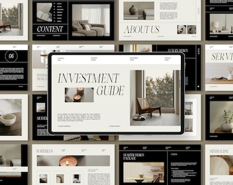 Interior Design Investment Guide Canva Template with photos, Interior Design Services Package For Client,Service Guide for interior Designer