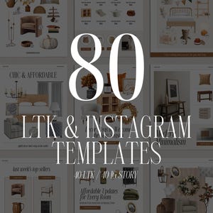 80 LTK Instagram Canva Vorlagen | Post & Story Gift Guides, Produkteigenschaften und Home Decor Kit | Canva Social Media Kit für Influencer