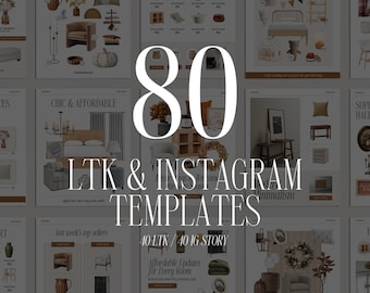 80 LTK Instagram Canva Templates | Post & Story Gift Guides , Product Features and Home Decor Kit | Canva Social Media Kit for Influencers