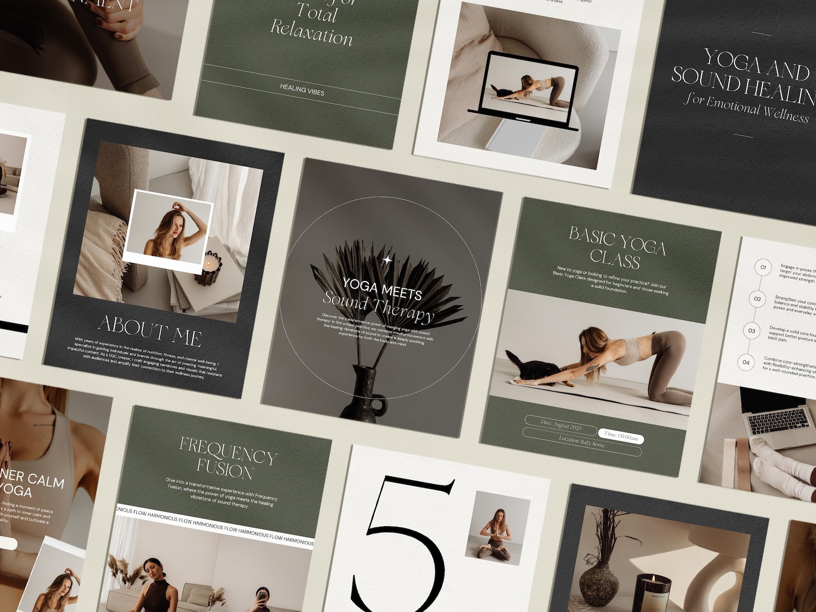 Yoga Instagram Portrait Post Canva Template, Social Media Bundle for ...