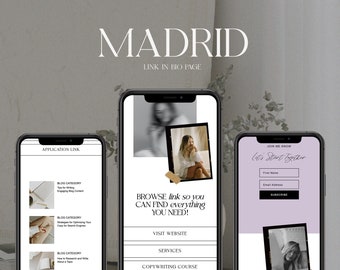 Plantilla de enlaces de Instagram de Showit, plantilla de enlace de Showit en biografía, plantilla de Showit, enlace de Instagram editable en biografía, plantilla de página de destino de Showit