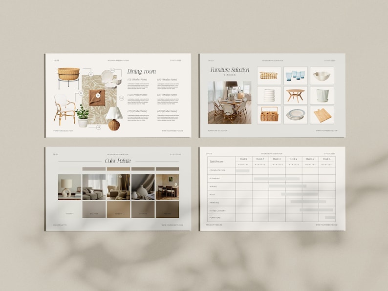 33 Page Interior Design Presentation Canva Template | Client Mood Board ...