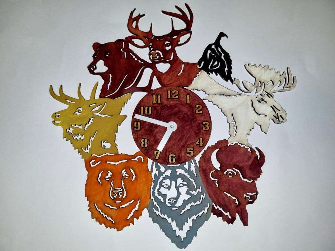 Wall Clock With Animals Etsy