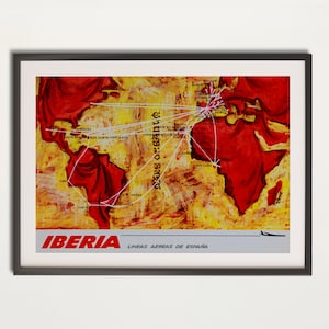 réplique de carte postale d'entreprise Iberia Airlines 1968 vintage — téléchargement numérique, carte de l'histoire de l'aviation, décoration rétro unique pour les amateurs d'aviation