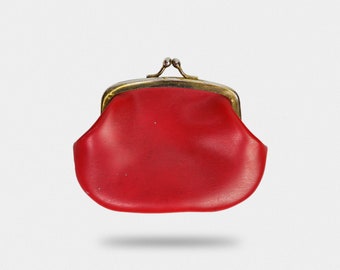 Red or black vintage mini leather coin purse.