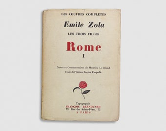 Libro francés vintage - Les Trois Villes: Roma - Emile Zola. 1 vol., 1928