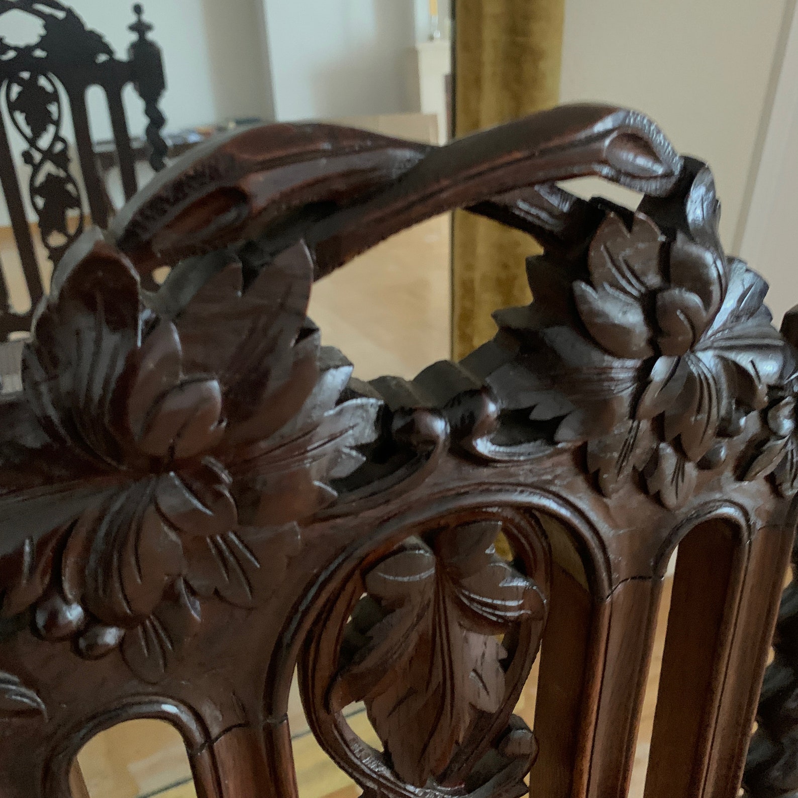 Antique Spanish Carved Wooden High Back Oak Chair Etsy