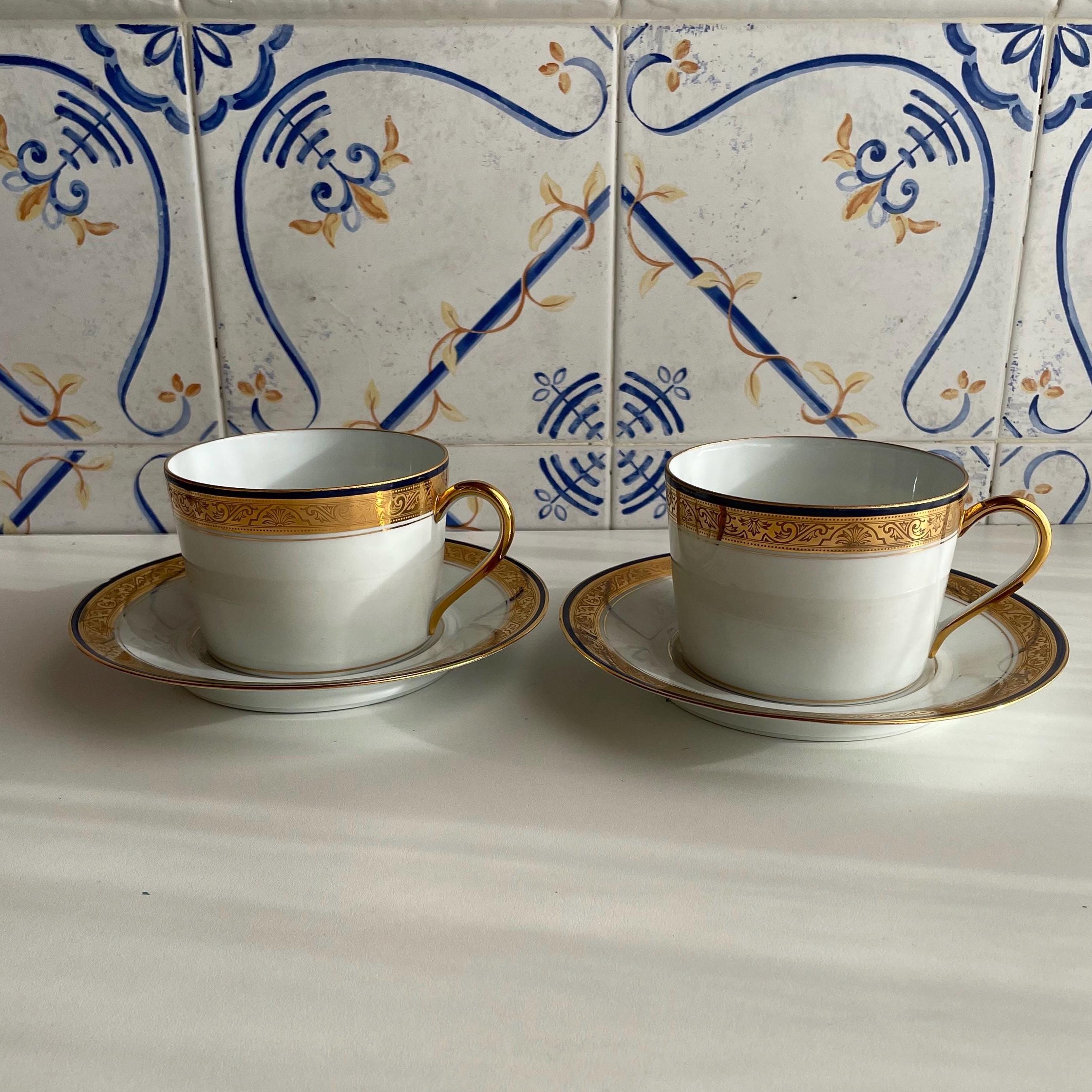 ｉ Luxurious Limoges France Tea Cups and Saucers Set - White
