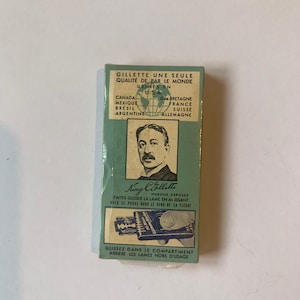 Vintage Gillette Blue Rasierklingenspender (versiegelt) - 10 Klingen Made in France, Retro Sammlerstück, seltenes Rasierzubehör