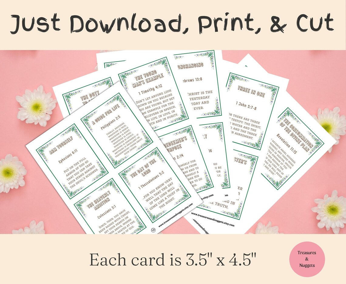 66 Bible Verse Memory Cards, Printable Scripture Cards (PDF) - Etsy