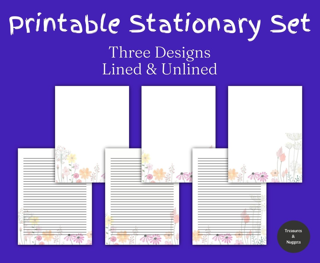 Pastel Flower Stationary Paper Pack Printable Stationary Set - Etsy