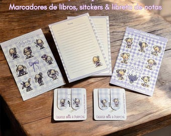 Marque-pages bibliques lavande + bloc-notes d'étude de la Bible + autocollants | Ensemble complet