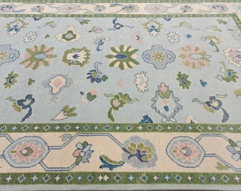 Modern Oushak Rug, Nursery Rug, Handmade Rug, Living Room Rug, Dining Room Rug, Grandmillenial Rug, Traditional Home, Wool Rug, Heirloom Rug